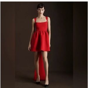 Sachin & Babi Blaine Taffeta Square-Neck Bow Train Mini Dress